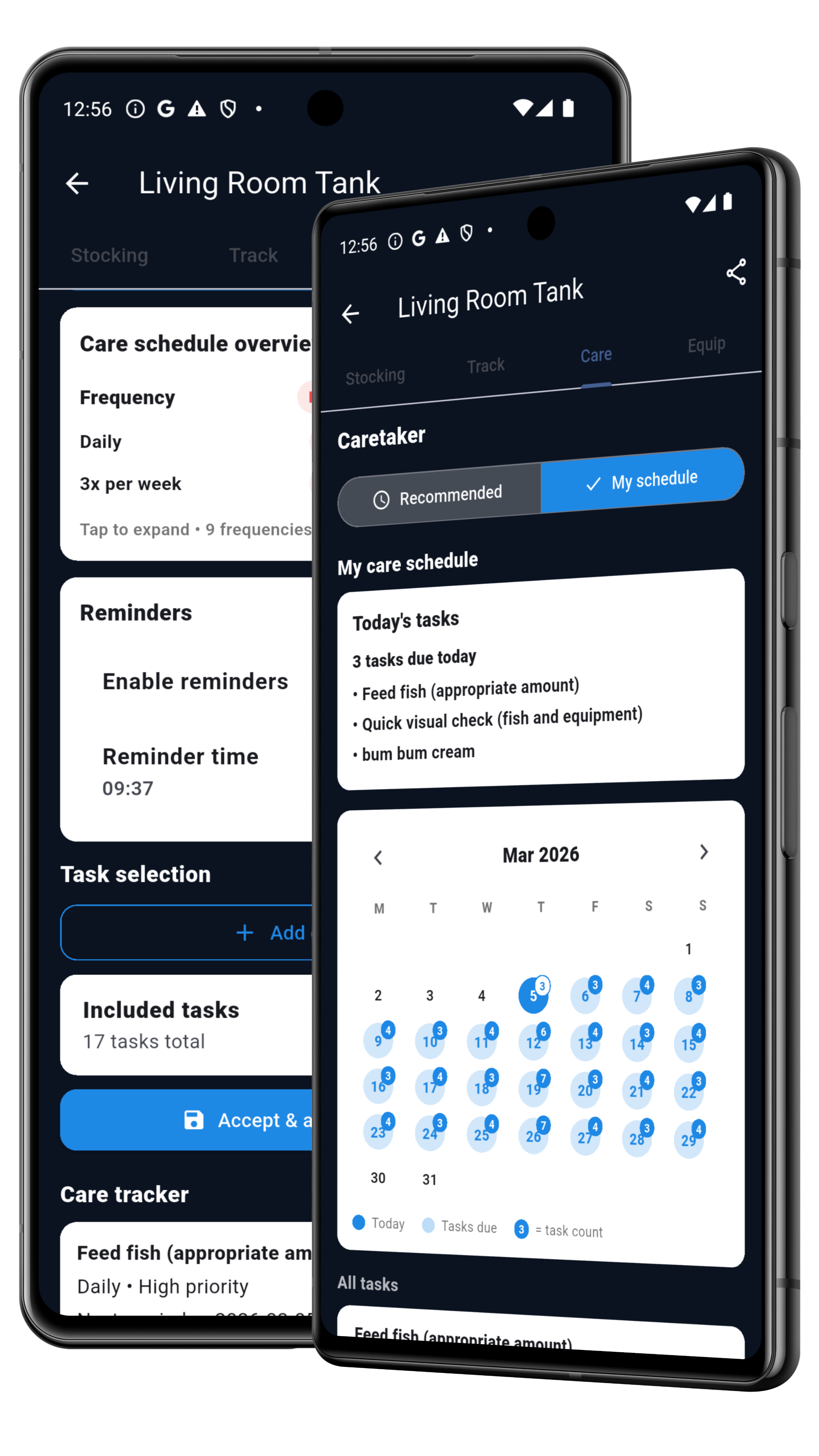 Caretaker personalized to your tank