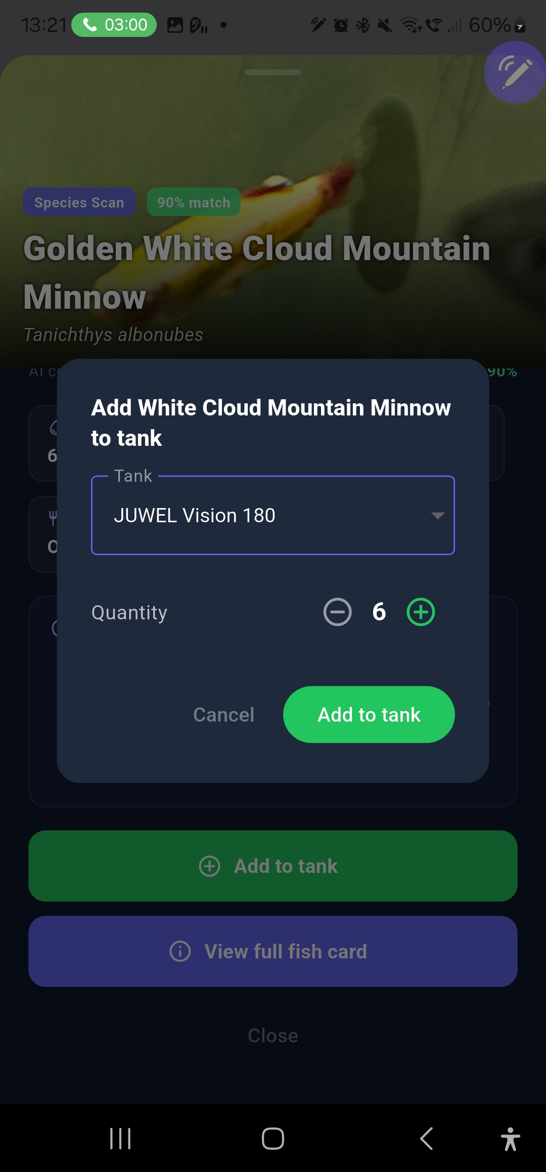 Scan and add straight to your tank