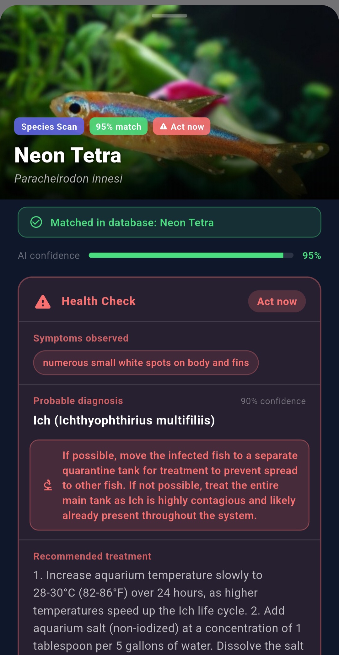 Illness scan detects and advises