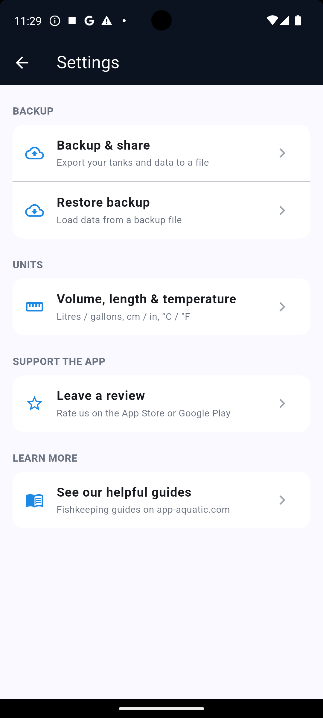 Backup and restore your tanks