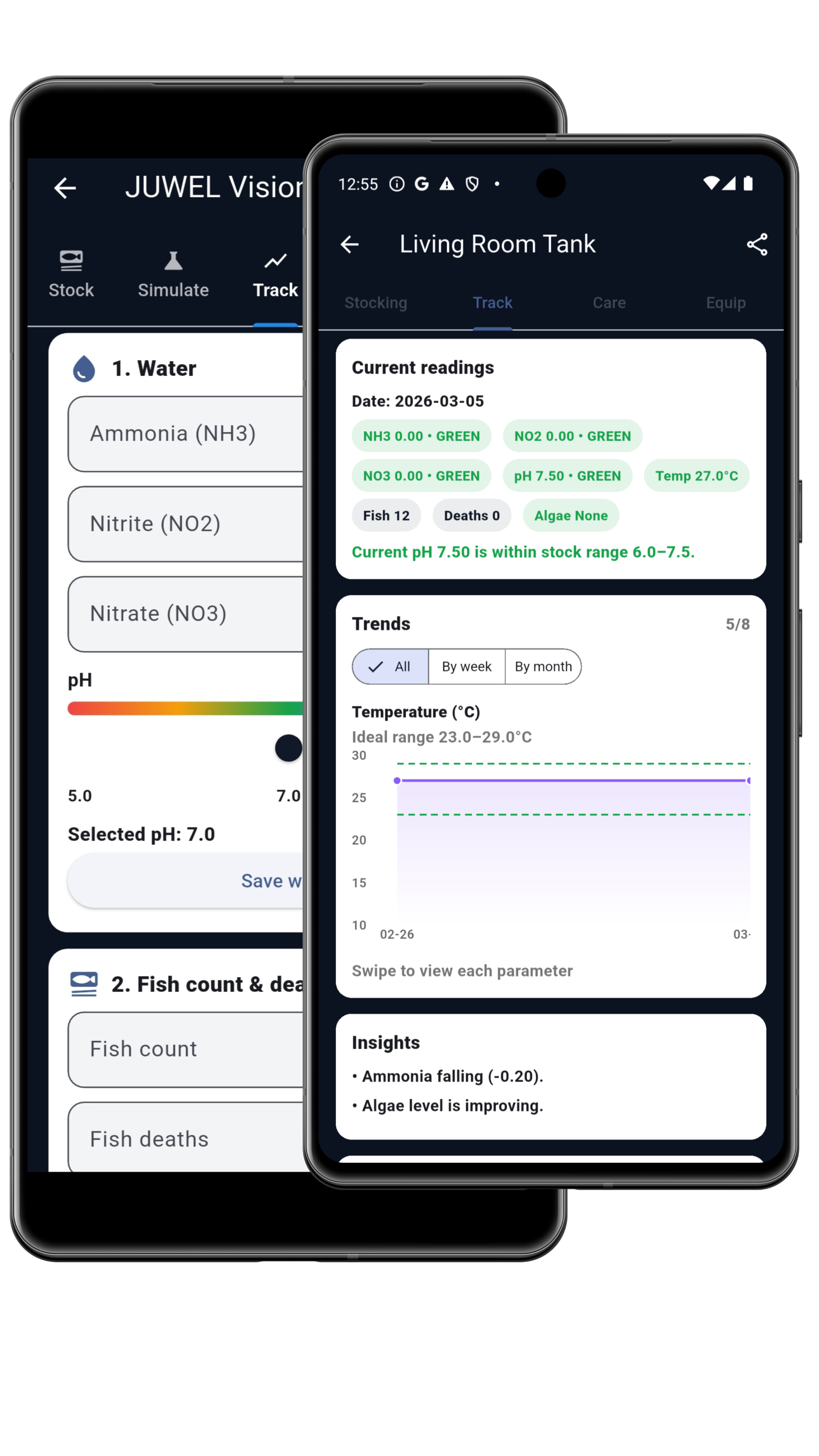 Aquarium log and water tracking