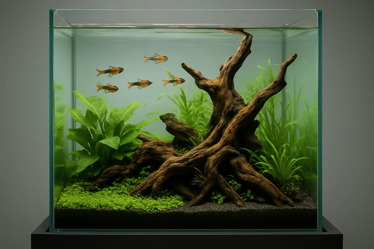 A beautifully aquascaped 50 litre planted freshwater aquarium