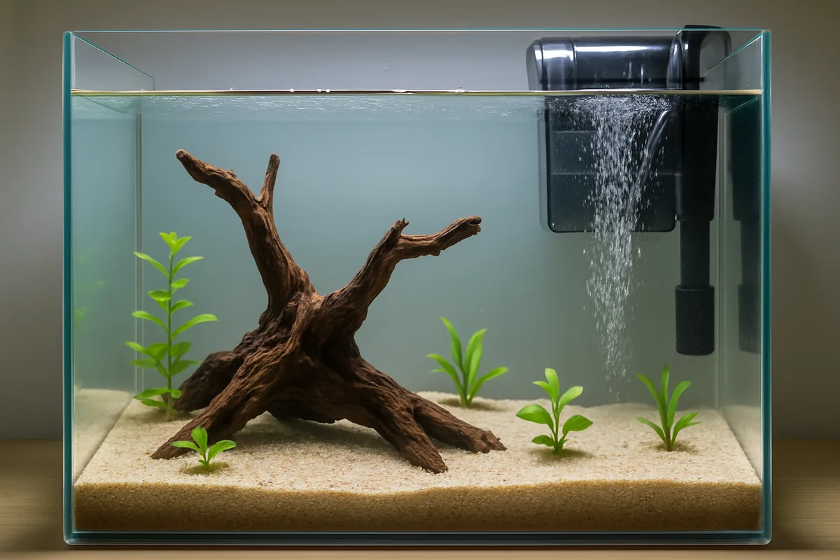 A newly set up freshwater aquarium cycling with no fish yet