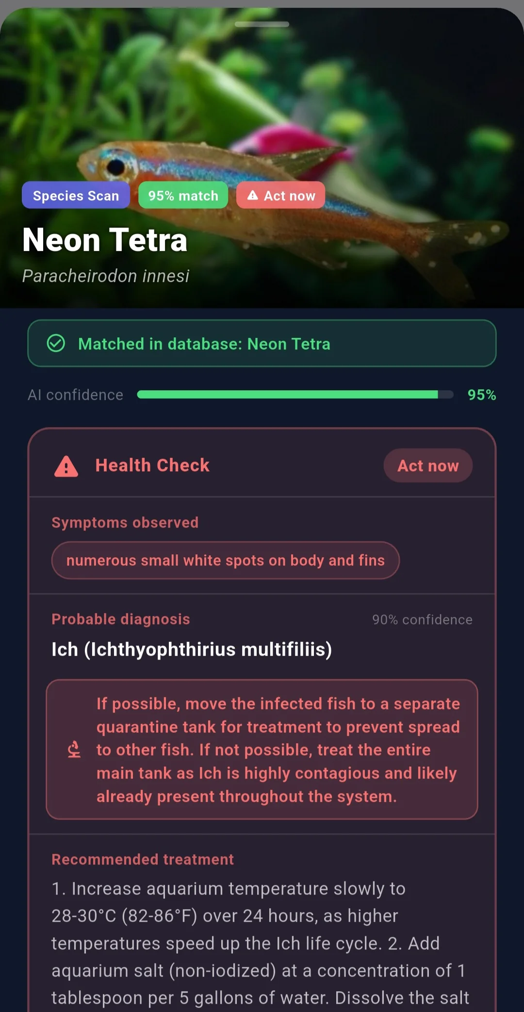 Illness scan with treatment steps